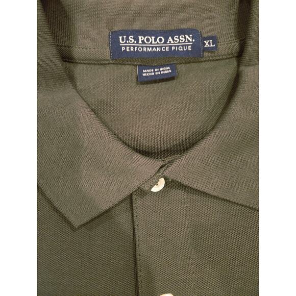 NWT 2 ( Black & Green) US Polo Assn Men's Performance Pique Polo Shirts - Picture 6 of 6